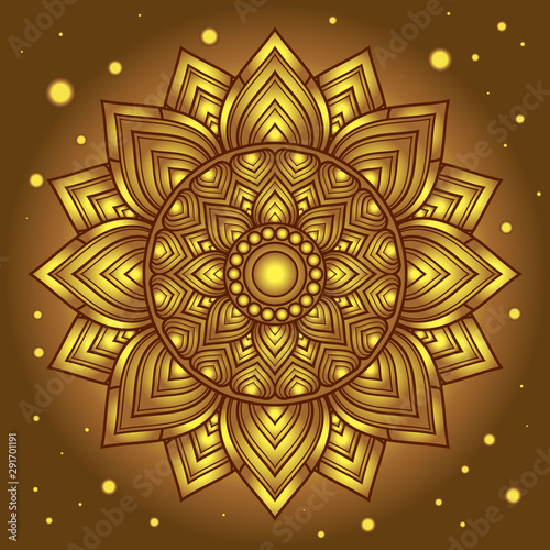 golden  dharma wheel in Buddhism or stars design religion concept