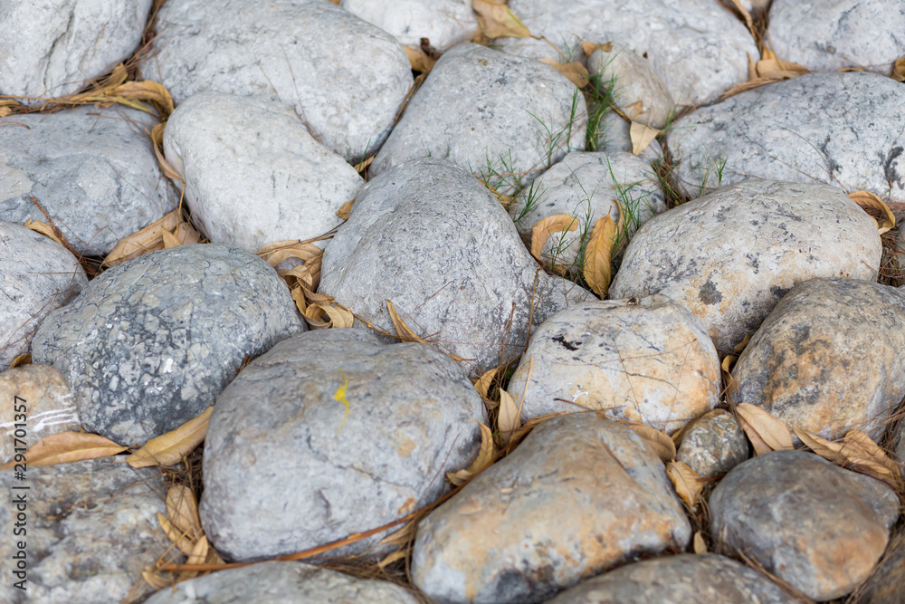 Gray pebbles texture and background, Decorative stone