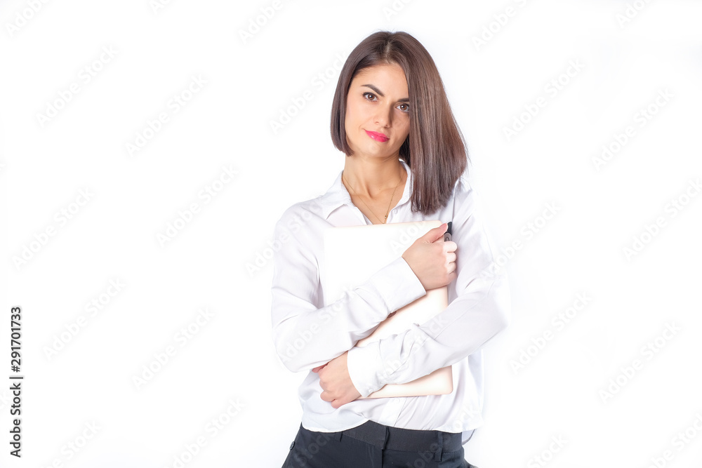 girl office worker white background girl office worker white background