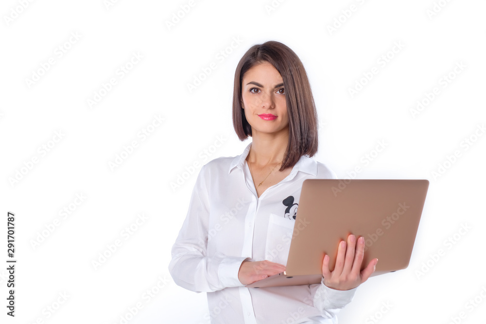 girl office worker white background girl office worker white background