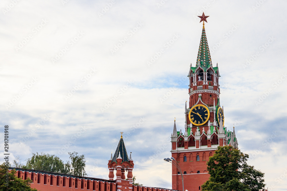 Spasskaya tower of Kremlin on Red Square in Moscow, Russia Spasskaya tower of Kremlin on Red Square in Moscow, Russia