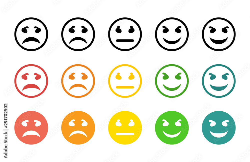 Feedback rating scale of emoticons Stock Vector | Adobe Stock