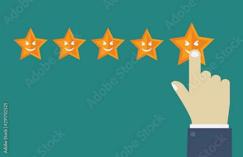 Customer service review. Positive feedback survey.