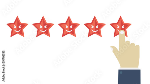 Customer service review. Positive feedback survey.