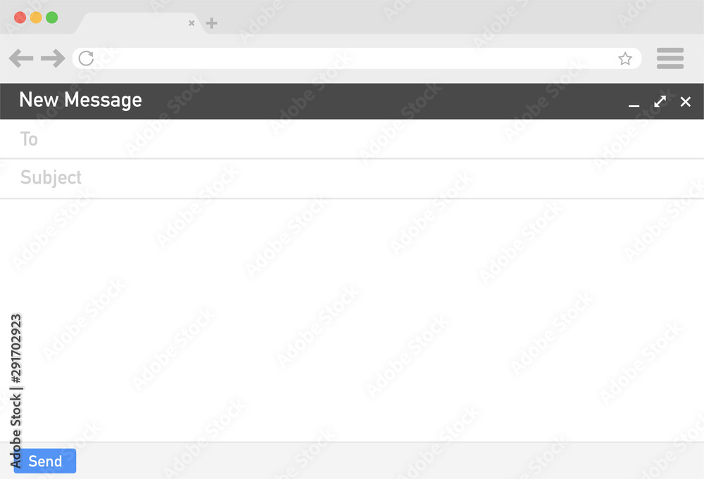 Email template. Blank e-mail browser window. Mail message web page vector frame. Vector illustration. Email template. Blank e-mail browser window. Mail message web page vector frame. Vector illustration.