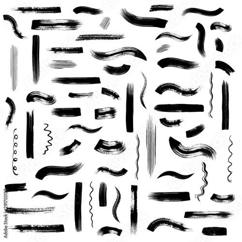 Black vector art brush strokes huge collection isolated