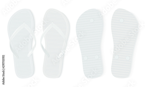 white flip flops isolated on white background mock up