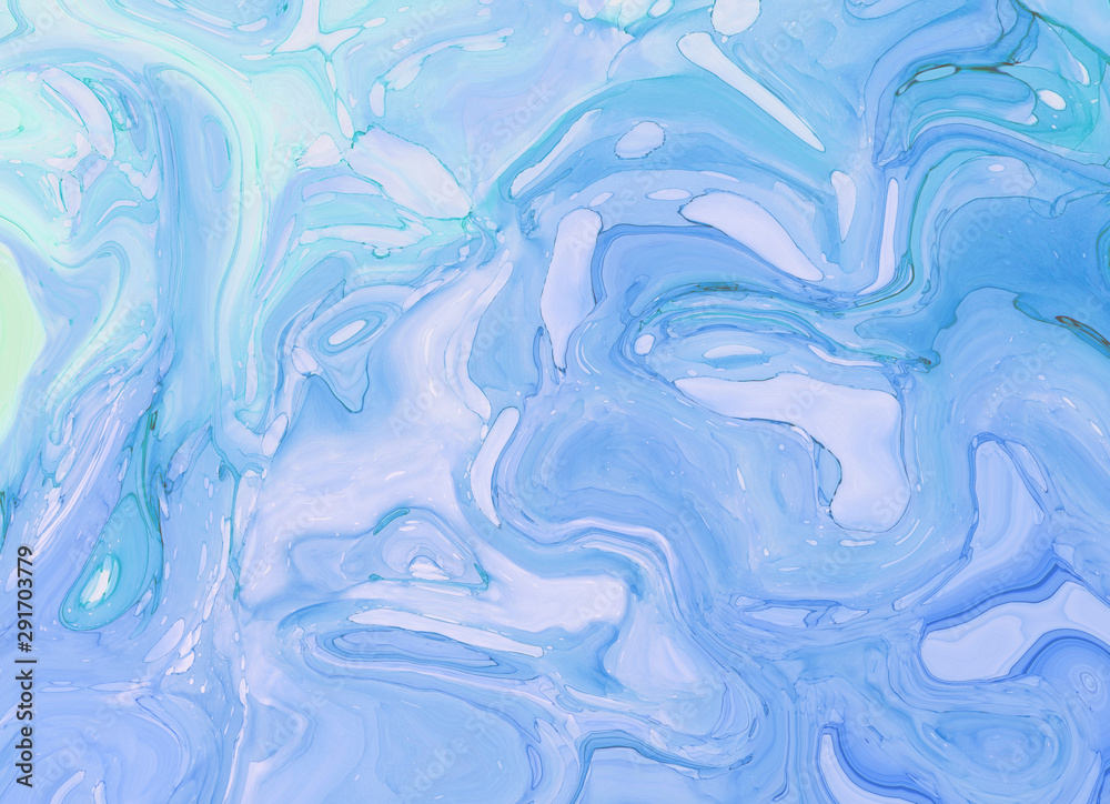 Light blue abstract liquid paint textured background with decorative spirals and swirls. Holographic gentle surface pattern for modern creative trendy design, marble texture style for illustrations Light blue abstract liquid paint textured background with decorative spirals and swirls. Holographic gentle surface pattern for modern creative trendy design, marble texture style for illustrations