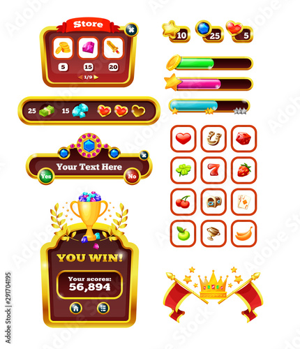 Casino icons for slot machines, lotteries for 2d games.