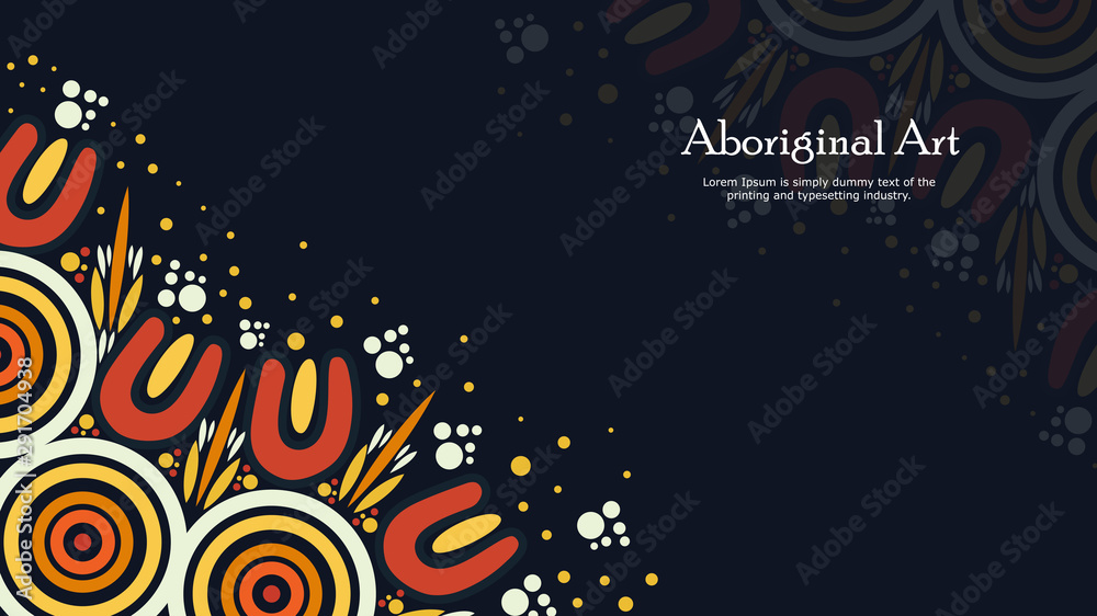 Aboriginal art vector banner with text. Stock Vector | Adobe Stock
