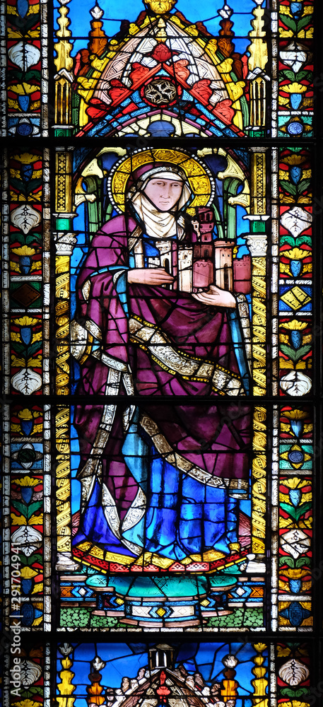 Stained glass window in the Cattedrale di Santa Maria del Fiore (Cathedral of Saint Mary of the Flower), Florence, Italy Stained glass window in the Cattedrale di Santa Maria del Fiore (Cathedral of Saint Mary of the Flower), Florence, Italy