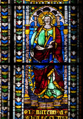 Stained glass window in the Cattedrale di Santa Maria del Fiore (Cathedral of Saint Mary of the Flower), Florence, Italy