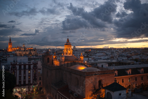 panoramic view of Seville at sunset