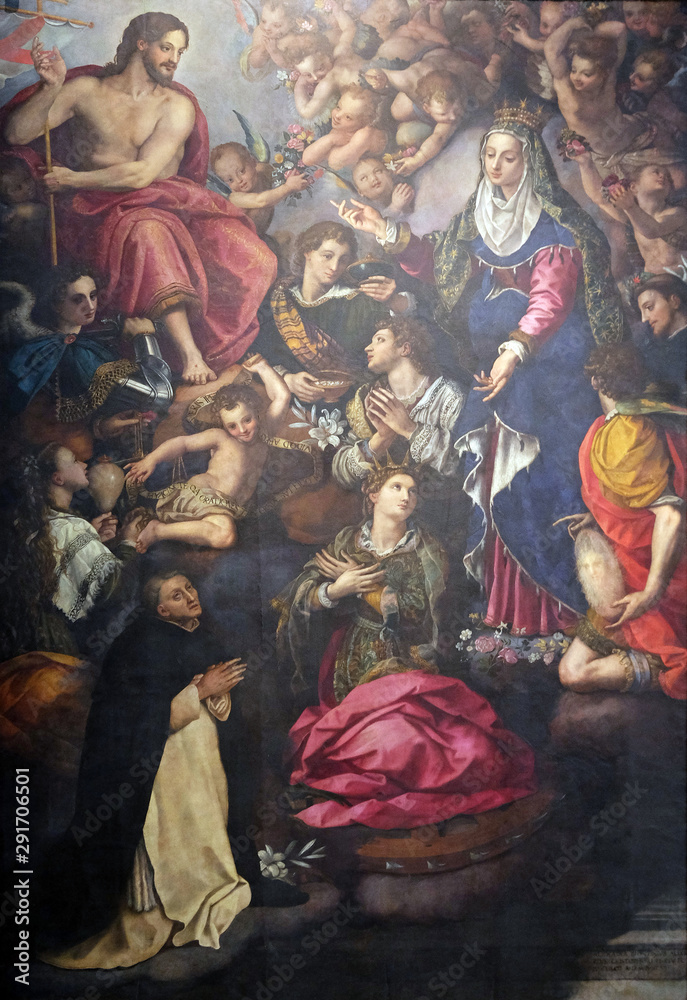 Apparition of Our Lady to St. Hyacinth, oil on panel, 1596 by Allori Alessandro, Santa Maria Novella Principal Dominican church in Florence, Italy