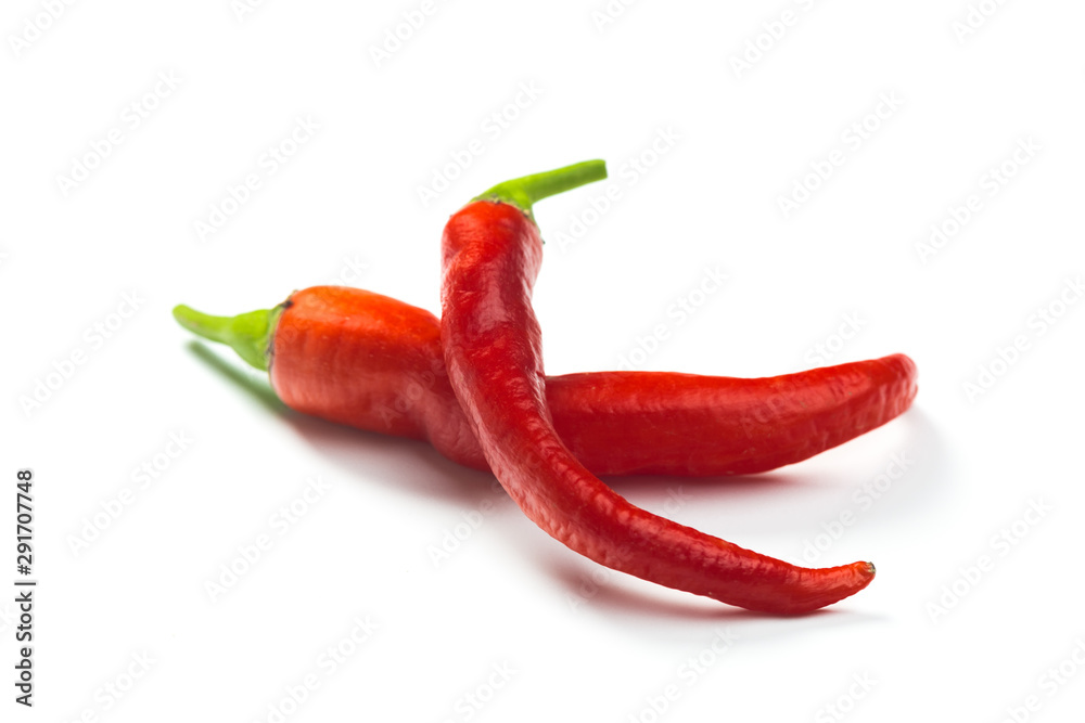 Red chili pepper isolated on a white background. Healthy food. Fresh vegetables.