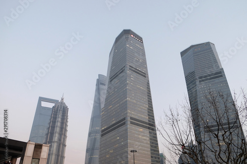 Financial towers in the Pudong east side of Shanghai, China