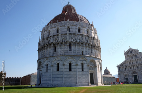 Baptistery of St. John  Cathedral St. Mary of the Assumption in the Piazza dei Miracoli in Pisa  Italy. Unesco World Heritage Site