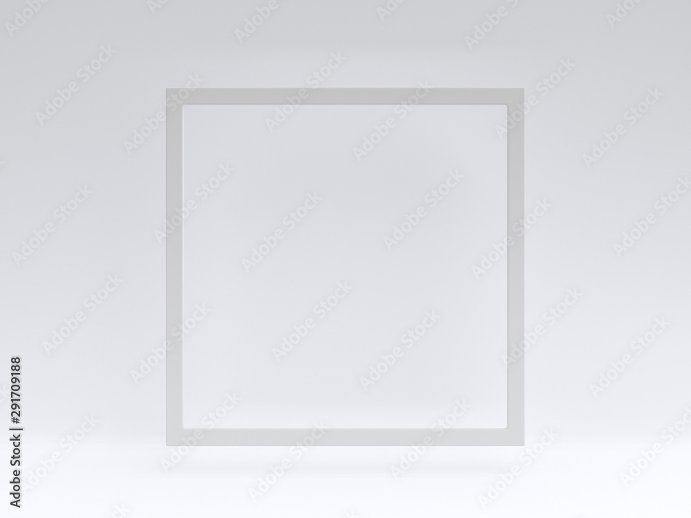 White frame on a white background. 3d rendering. Simple abstract, minimal style. White frame on a white background. 3d rendering. Simple abstract, minimal style.