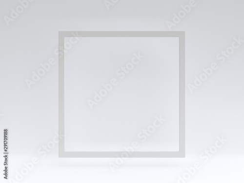 White frame on a white background. 3d rendering. Simple abstract, minimal style.