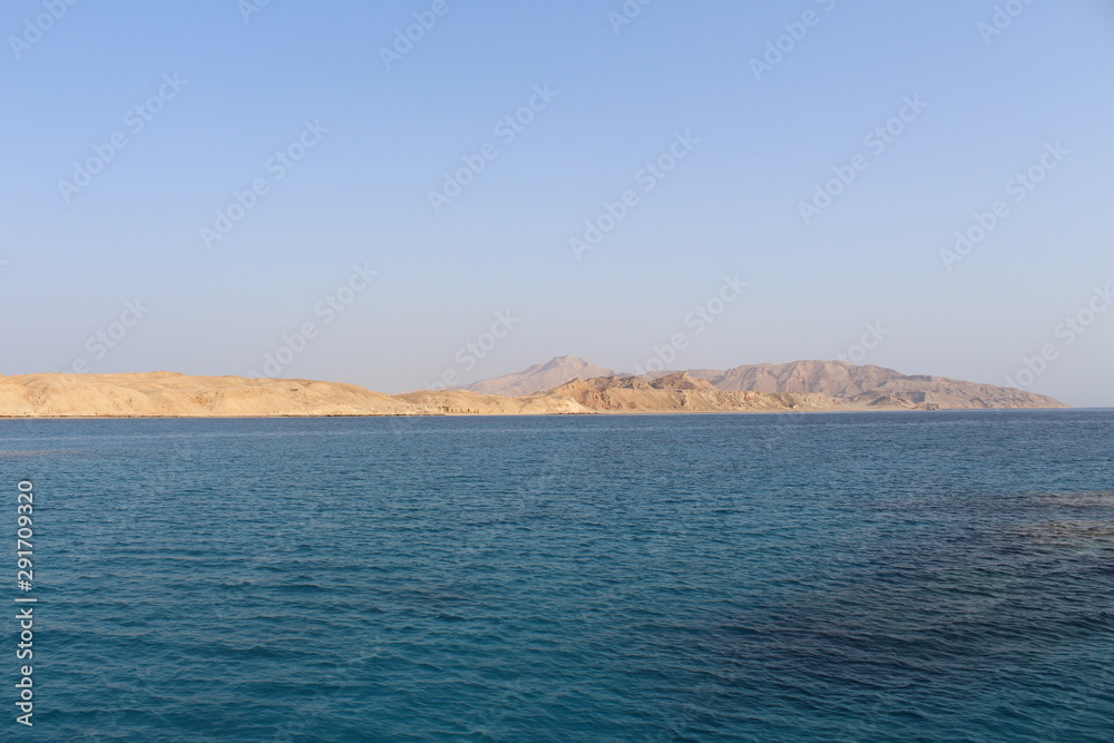 mountains, sky and red sea