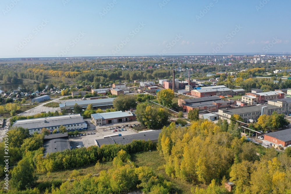 industrial buildings in the city of Berdsk, Russia, month of September