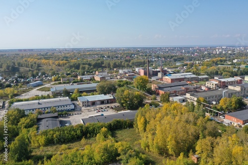 industrial buildings in the city of Berdsk, Russia, month of September