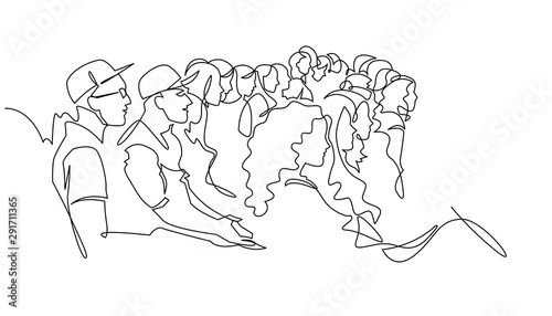 Continuous Line Drawing of Vector illustration character of audience in the conference hall