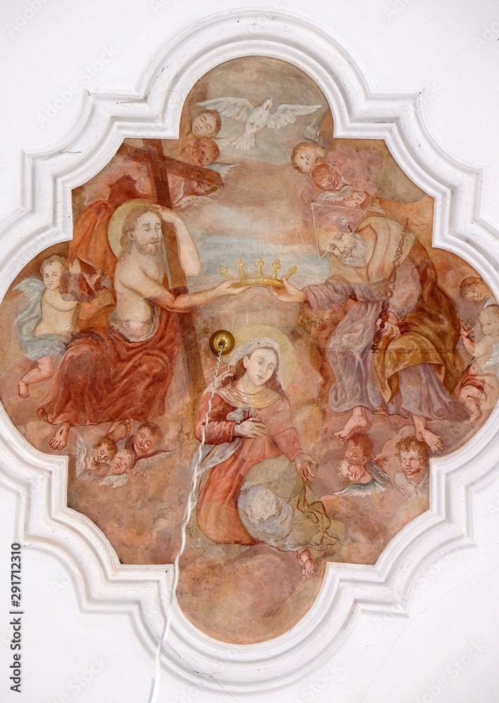 Coronation of the Virgin Mary, fresco in the Church of Assumption of the Virgin Mary in Pokupsko, Croatia