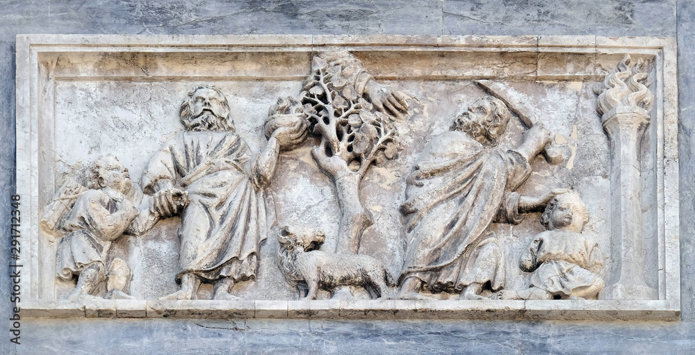The Sacrifice of Isaac, facade detail of St. Mark's Basilica, St. Mark's Square, Venice, Italy The Sacrifice of Isaac, facade detail of St. Mark's Basilica, St. Mark's Square, Venice, Italy