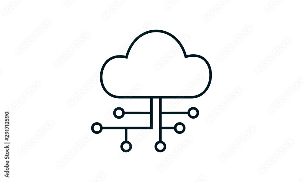 Cloud technology icon for digital storage and computing Cloud technology icon for digital storage and computing