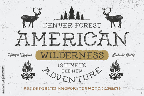 Handmade Modern Textured Font. Retro Typeface. Vector Illustration.