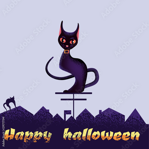happy halloween black cat art vector cartoon