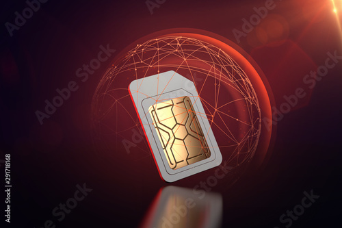 Mobile data exposed to cyber attacks despite some sort of protection sim card. Data transfer security concept. 3D rendering