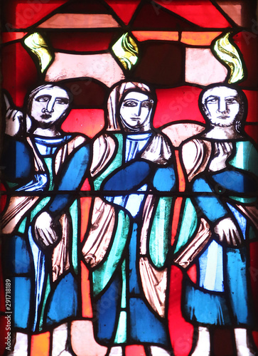 Pentecost  stained glass window in Basilica of St. Vitus in Ellwangen  Germany 