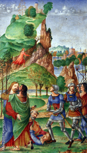 Matteo da Milano: miniatures from the breviary of Alfonso I d'Este: Judas kiss photo