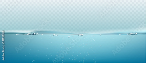 Water vector wave transparent surface with bubbles of air. Vector illustration
