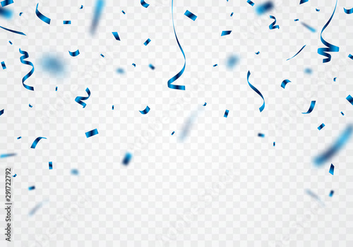 The blue ribbon and confetti can be separated from a transparent background for decorating various festivals.