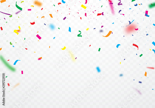  Colorful ribbons and confetti Can be separated from a transparent background photo