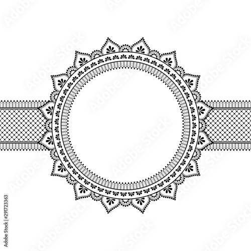 Decorative monochrome pattern in ethnic oriental style for greeting card, invitation, announcement or coloring book page