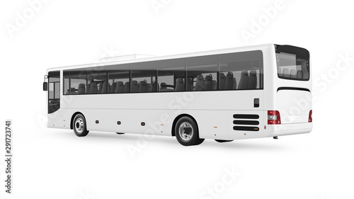 Intercity Bus Rear View 3D Rendering Isolated on White