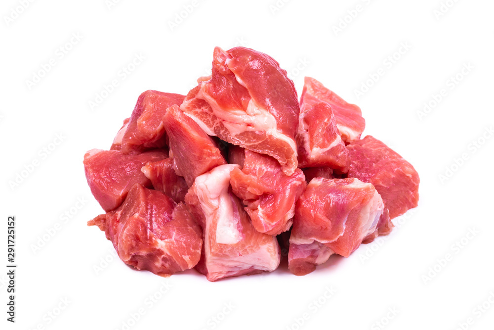 Fresh raw pork pieces isolated. Fresh raw pork pieces isolated.