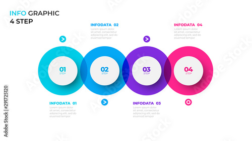 Business infographic template. Process chart concept with paper 4 steps, options and circles. Vector illustration.