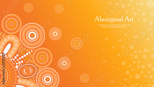 Aboriginal dot art vector banner with text.