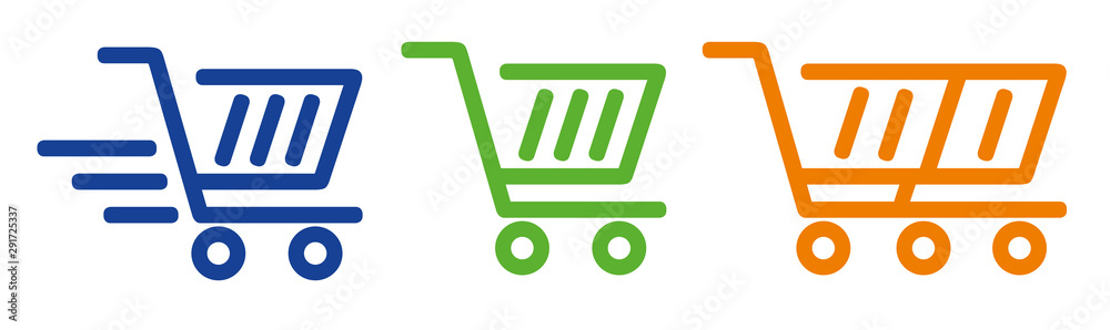 Verschiedene Web Icon Symbole von Einkaufswagen und Warenkorb als vector - shopping basket - obrazy, fototapety, plakaty 