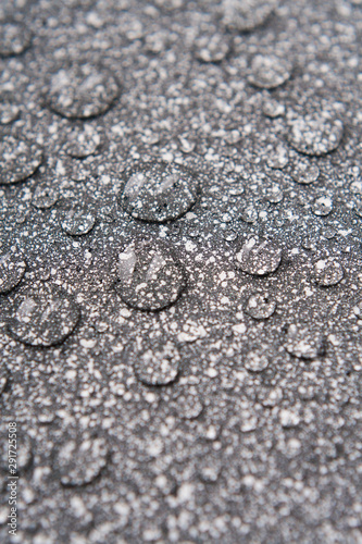 the water drops on the dotted surface close up with blurs