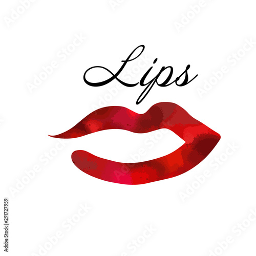 Red lips, sexy woman's kiss with birthmark, flat style, vector illustration. Beauty logo. Element design multi-colored lips