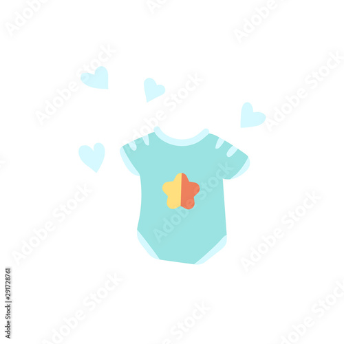 Cartoon style icon of the baby onesie for baby shower card.