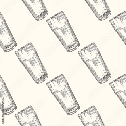 Hand drawn Collin glass seamless pattern on background. Highball