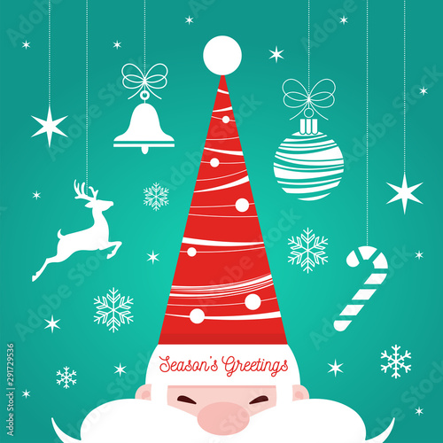 christmas market poster with santa and decorations. vector illustration