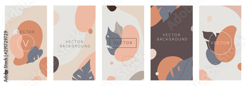 Social media stories wallpapers with tropical leaves and plants